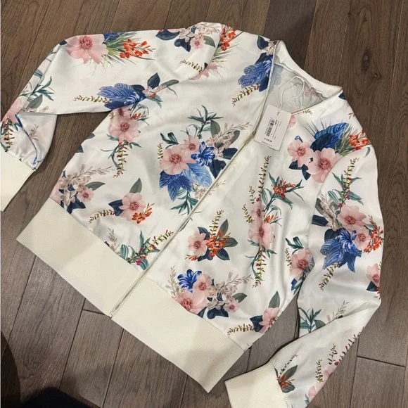 Ted Baker Floral Bomber Jacket - White and Multicolor NWT - Picture 1 of 11